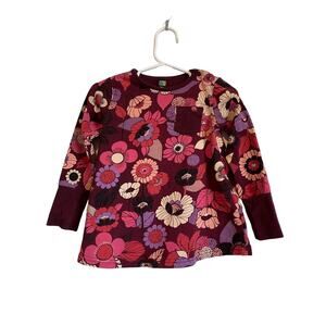 NANO long sleeve tunic top pink red purple floral logo lightweight Size 18 mo.
